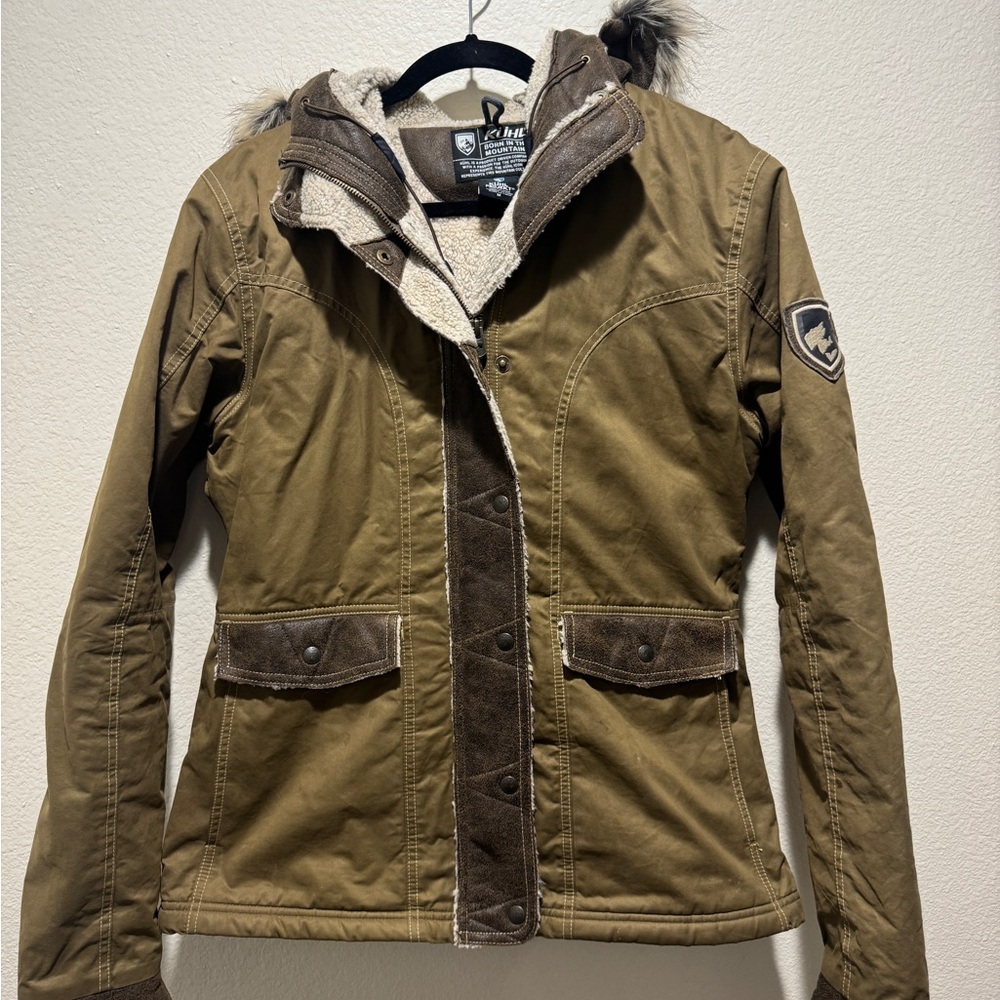 Kuhl Brown Bomber Jacket with Fur Trim
